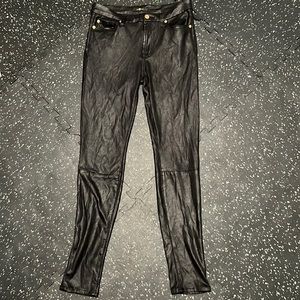 7 For All Mankind Waxed Skinny Jeans, Black, Size 27